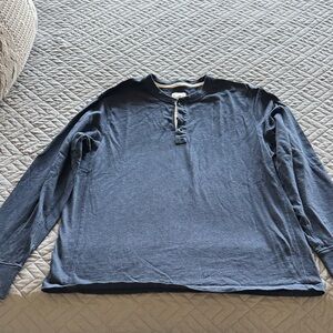 Rag & Bone Men's Navy Long Sleeve Henley Shirt